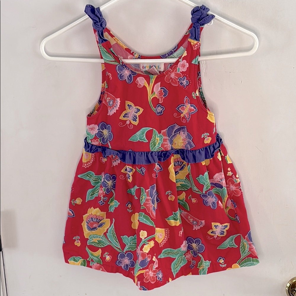 Gymboree rainbow tag hot pink sundress colorful floral butterfly print Size M